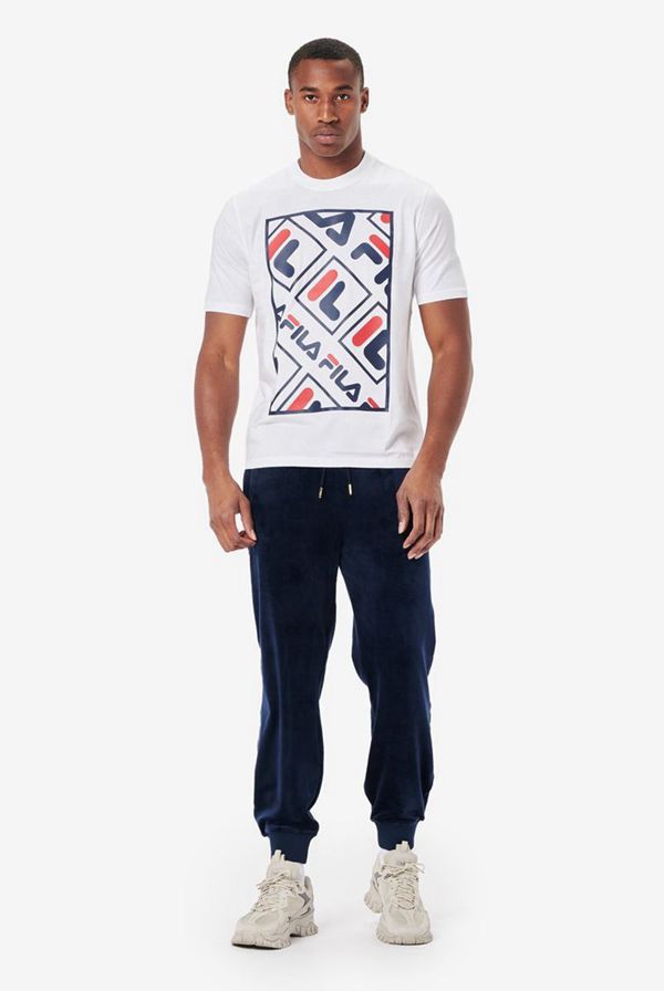 Fila Jalen Men's T-Shirts - White/Navy/Red,NZ 501-20369